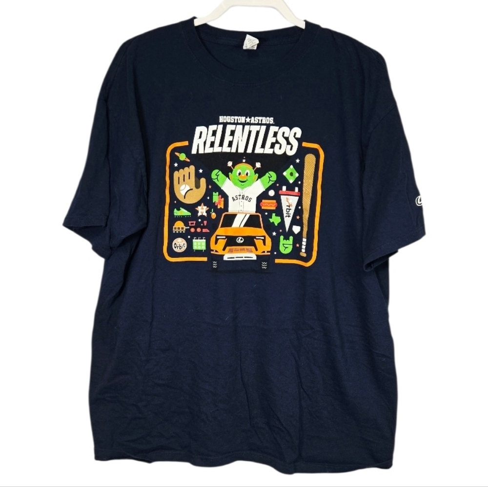 Lexus Houston Astros Navy “Relentless” Alien Graphic Tee XL Men’s Baseball Shirt